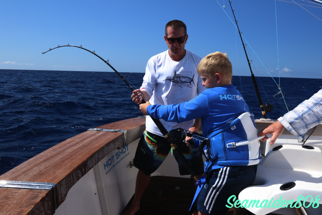 9yr old Augie's first marlin